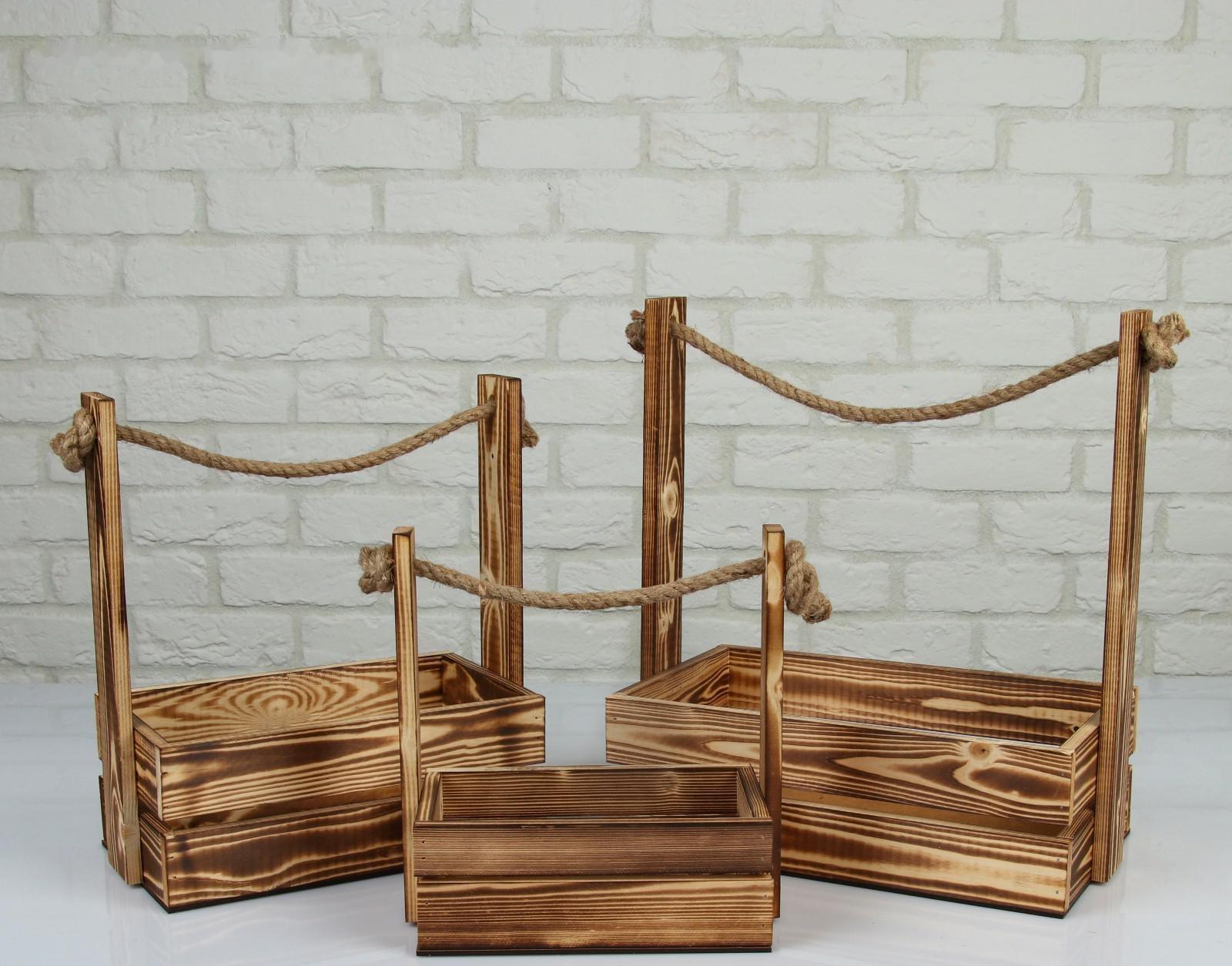 Набор кашпо деревянных 3 в 1 (30.5×18.5×35; 25.5×15×30; 20×12×23) 