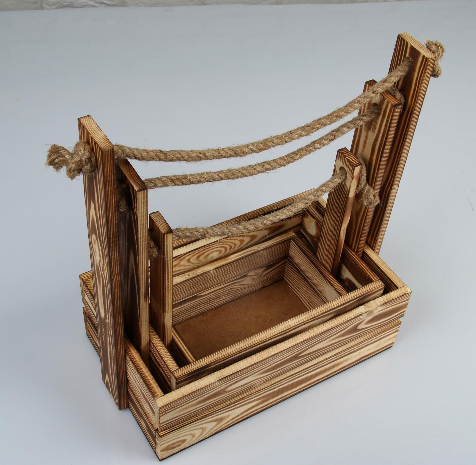 Набор кашпо деревянных 3 в 1 (30.5×18.5×35; 25.5×15×30; 20×12×23) 