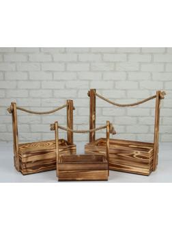 Набор кашпо деревянных 3 в 1 (30.5×18.5×35; 25.5×15×30; 20×12×23) 