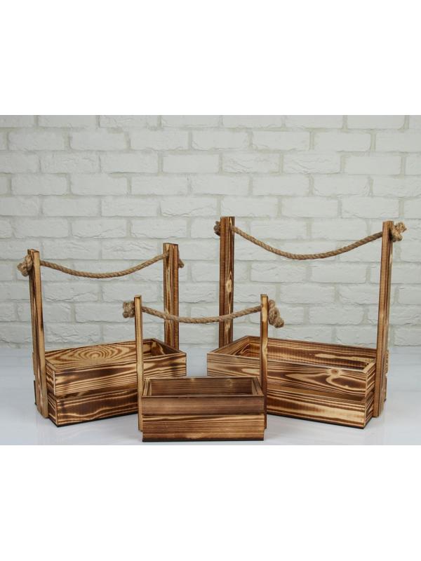 Набор кашпо деревянных 3 в 1 (30.5×18.5×35; 25.5×15×30; 20×12×23) 