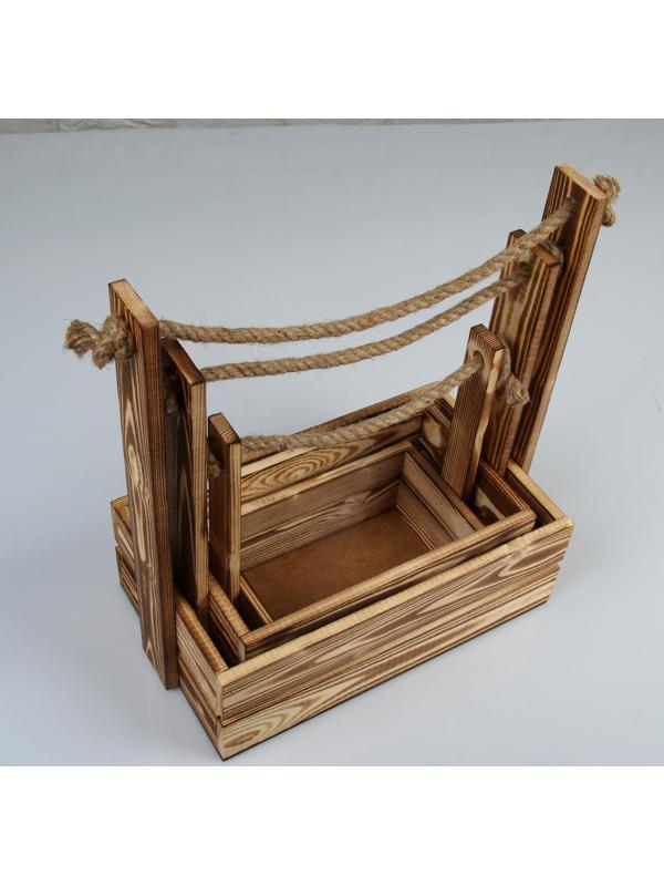 Набор кашпо деревянных 3 в 1 (30.5×18.5×35; 25.5×15×30; 20×12×23) 