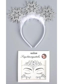 Карнавальный набор «Снежная принцесса», 2 предмета: ободок, стразы виды МИКС
