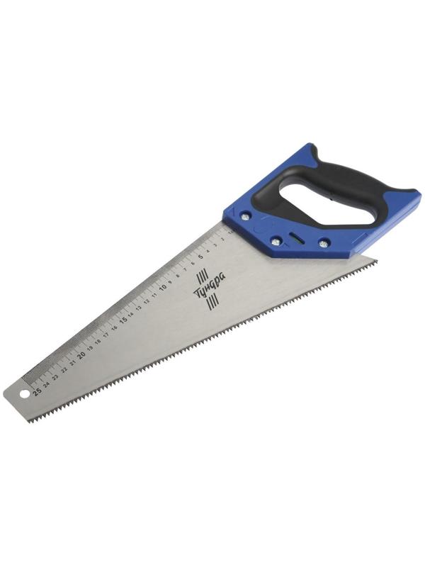 Ножовка по дереву ТУНДРА, 2К рукоятка, 2D заточка, каленый зуб, 7-8 TPI, 350 мм
