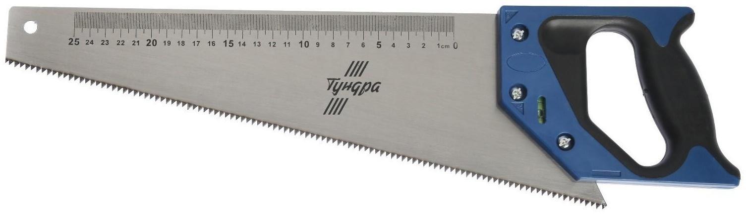 Ножовка по дереву ТУНДРА, 2К рукоятка, 2D заточка, каленый зуб, 7-8 TPI, 400 мм