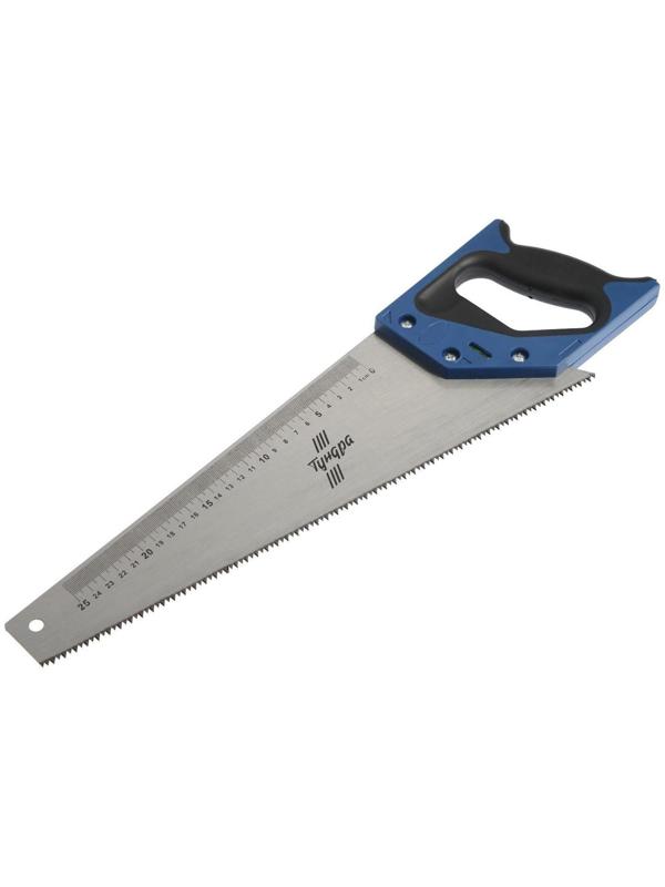 Ножовка по дереву ТУНДРА, 2К рукоятка, 2D заточка, каленый зуб, 7-8 TPI, 400 мм