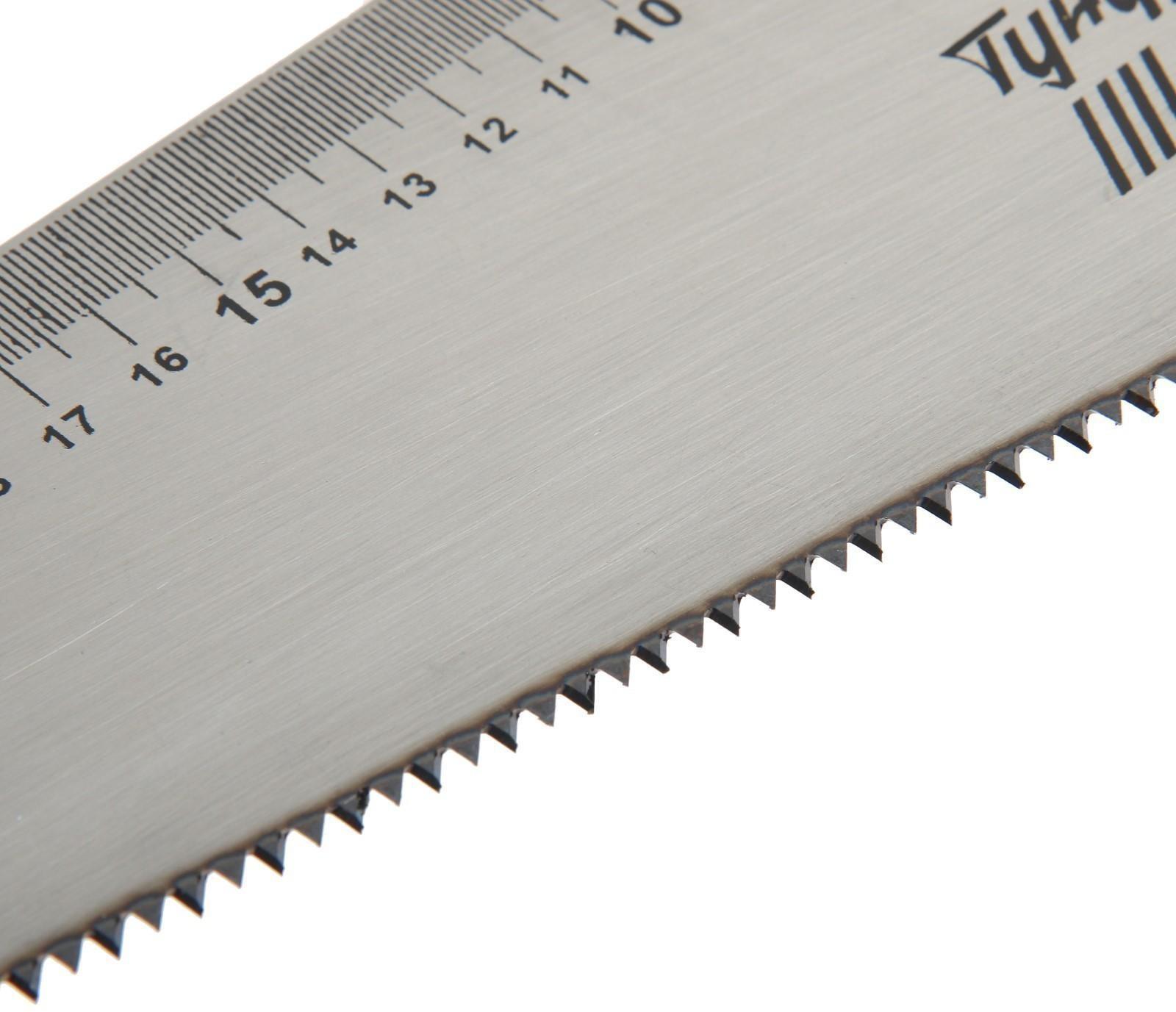 Ножовка по дереву ТУНДРА, 2К рукоятка, 2D заточка, каленый зуб, 7-8 TPI, 450 мм