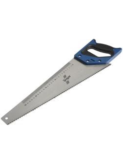 Ножовка по дереву ТУНДРА, 2К рукоятка, 2D заточка, каленый зуб, 7-8 TPI, 450 мм