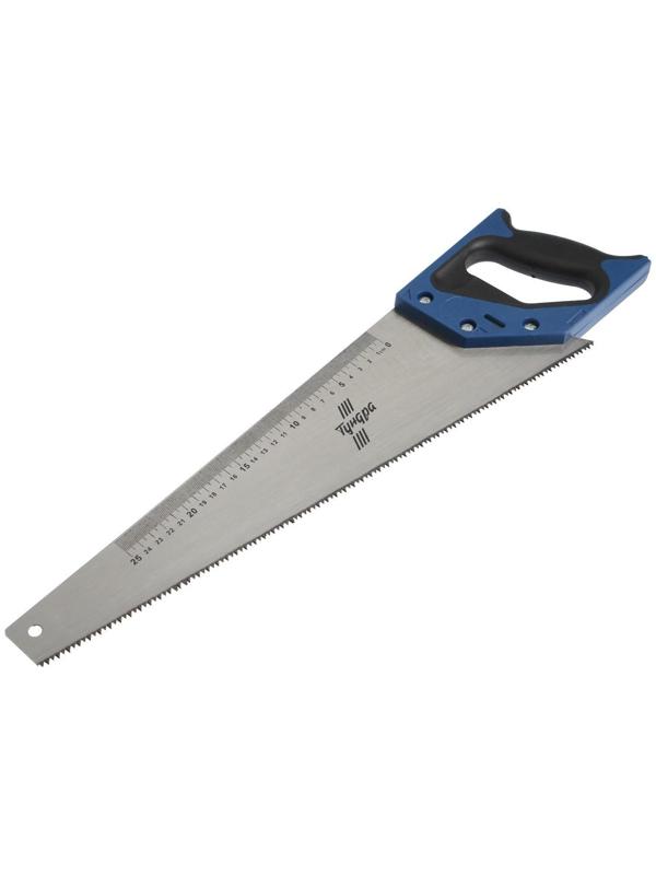 Ножовка по дереву ТУНДРА, 2К рукоятка, 2D заточка, каленый зуб, 7-8 TPI, 450 мм