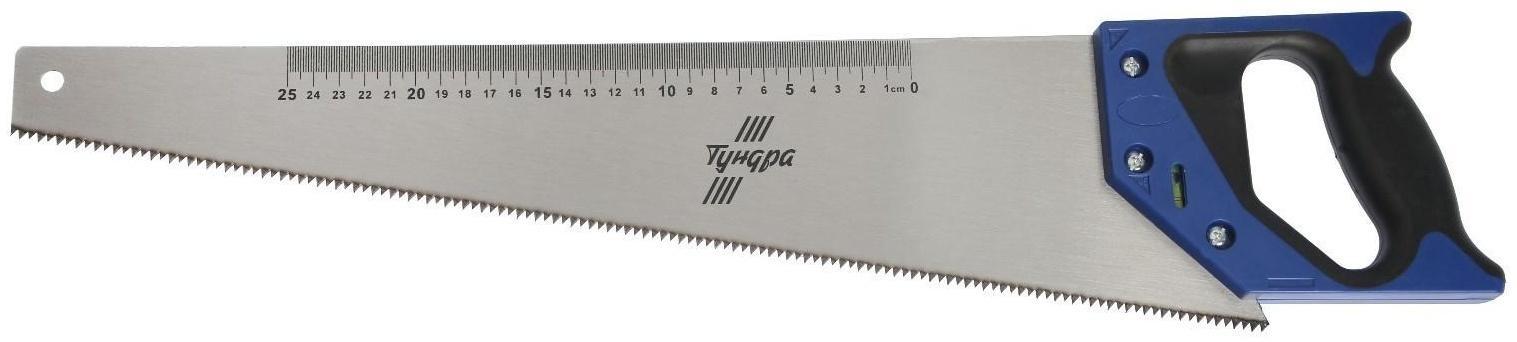 Ножовка по дереву ТУНДРА, 2К рукоятка, 2D заточка, каленый зуб, 7-8 TPI, 500 мм
