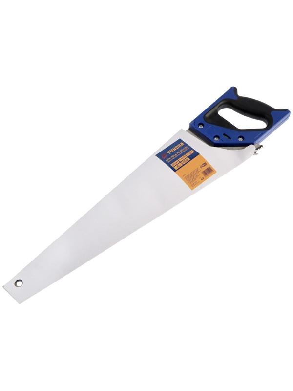 Ножовка по дереву ТУНДРА, 2К рукоятка, 2D заточка, каленый зуб, 7-8 TPI, 500 мм