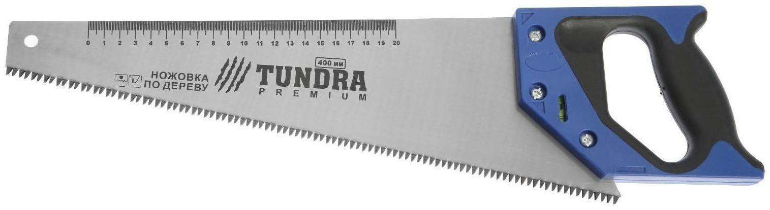 Ножовка по дереву ТУНДРА, 2К рукоятка, 3D заточка, каленый зуб, 7-8 TPI, 400 мм