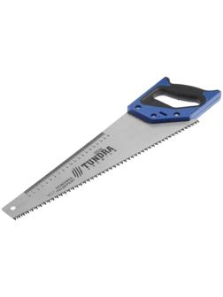 Ножовка по дереву ТУНДРА, 2К рукоятка, 3D заточка, каленый зуб, 7-8 TPI, 400 мм