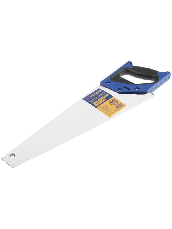 Ножовка по дереву ТУНДРА, 2К рукоятка, 3D заточка, каленый зуб, 7-8 TPI, 400 мм