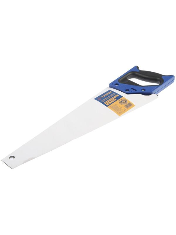 Ножовка по дереву ТУНДРА, 2К рукоятка, 3D заточка, каленый зуб, 7-8 TPI, 450 мм