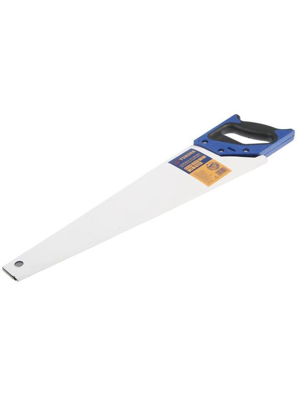 Ножовка по дереву ТУНДРА, 2К рукоятка, 3D заточка, каленый зуб, 7-8 TPI, 500 мм