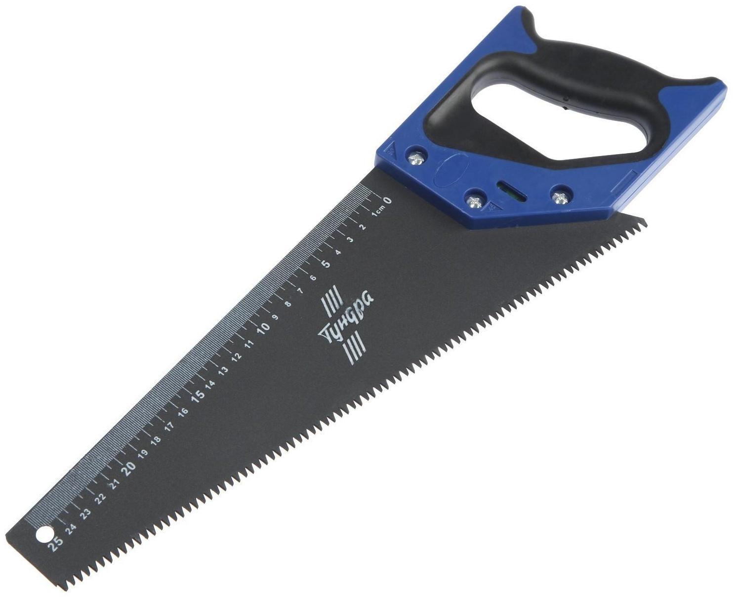 Ножовка по дереву ТУНДРА, 2К рукоятка, тефлоновое покрытие, 3D заточка, 7-8 TPI, 350 мм