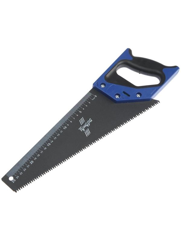 Ножовка по дереву ТУНДРА, 2К рукоятка, тефлоновое покрытие, 3D заточка, 7-8 TPI, 350 мм
