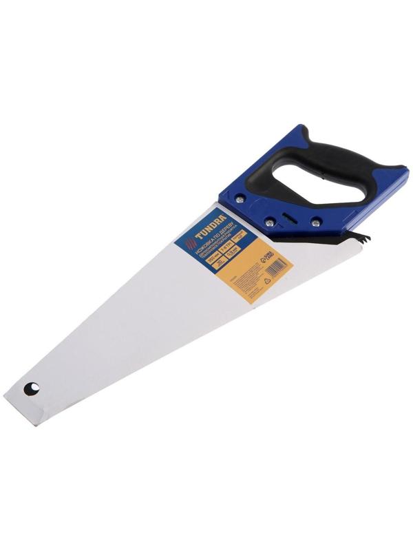 Ножовка по дереву ТУНДРА, 2К рукоятка, тефлоновое покрытие, 3D заточка, 7-8 TPI, 350 мм