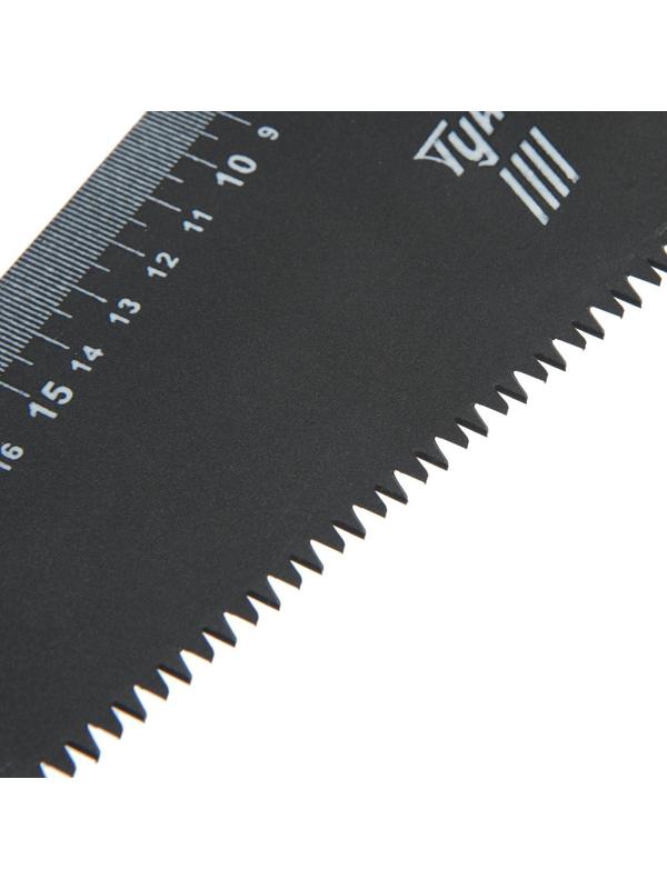 Ножовка по дереву ТУНДРА, 2К рукоятка, тефлоновое покрытие, 3D заточка, 7-8 TPI, 350 мм