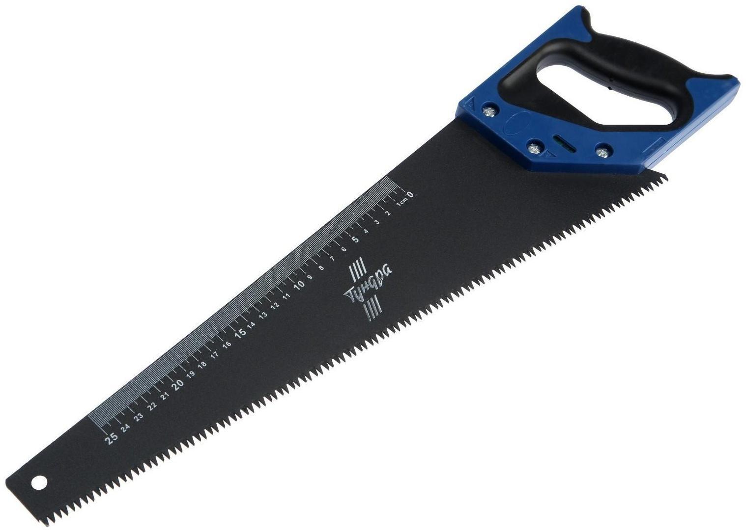 Ножовка по дереву ТУНДРА, 2К рукоятка, тефлоновое покрытие, 3D заточка, 7-8 TPI, 400 мм