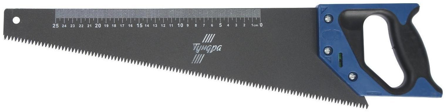 Ножовка по дереву ТУНДРА, 2К рукоятка, тефлоновое покрытие, 3D заточка, 7-8 TPI, 400 мм