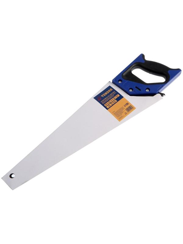 Ножовка по дереву ТУНДРА, 2К рукоятка, тефлоновое покрытие, 3D заточка, 7-8 TPI, 450 мм