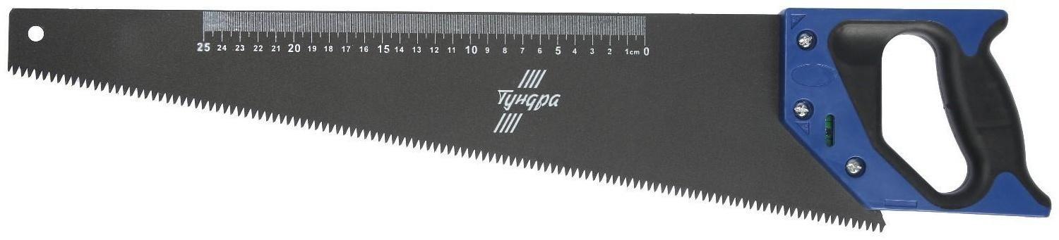 Ножовка по дереву ТУНДРА, 2К рукоятка, тефлоновое покрытие, 3D заточка, 7-8 TPI, 500 мм