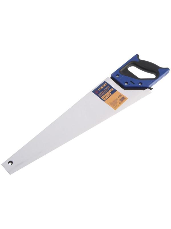 Ножовка по дереву ТУНДРА, 2К рукоятка, тефлоновое покрытие, 3D заточка, 7-8 TPI, 500 мм