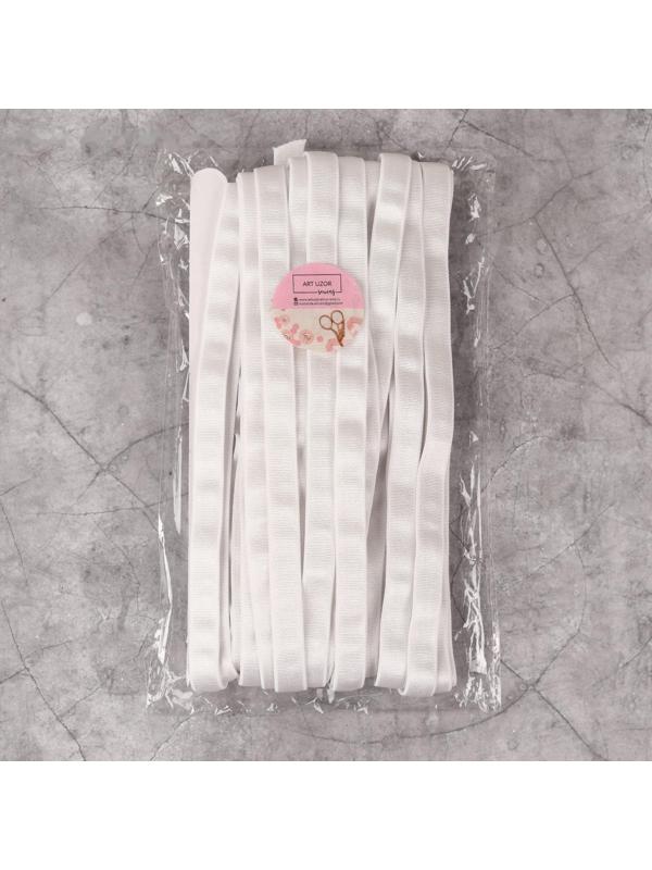 Резинка для бретелей, блестящая, 10 мм, 10 ± 0,5 м, цвет белый с серым оттенком