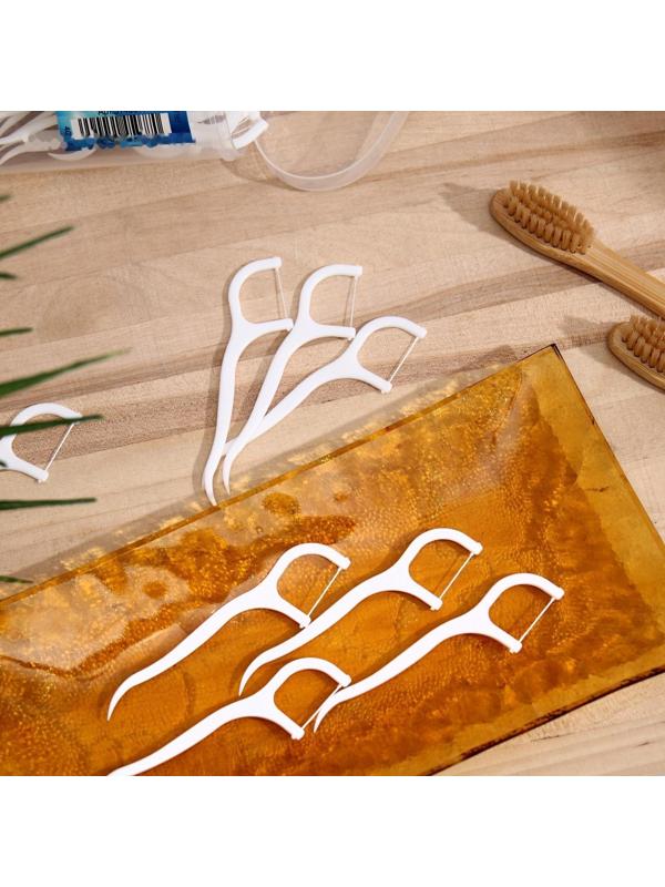 Зубная нить в пластиковом держателе, невощеная, 40 шт.