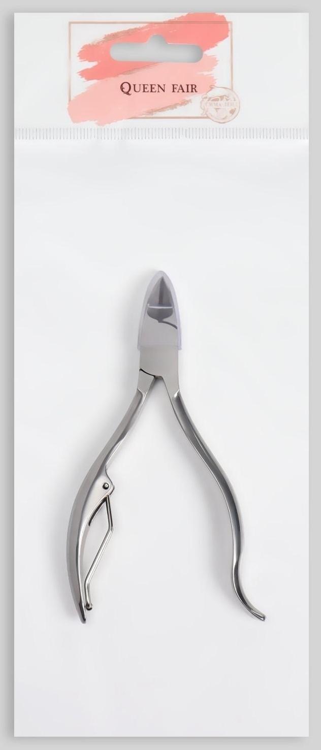 Кусачки педикюрные, изогнутая ручка, 11 см, длина лезвия - 15 мм, в чехле, цвет серебристый