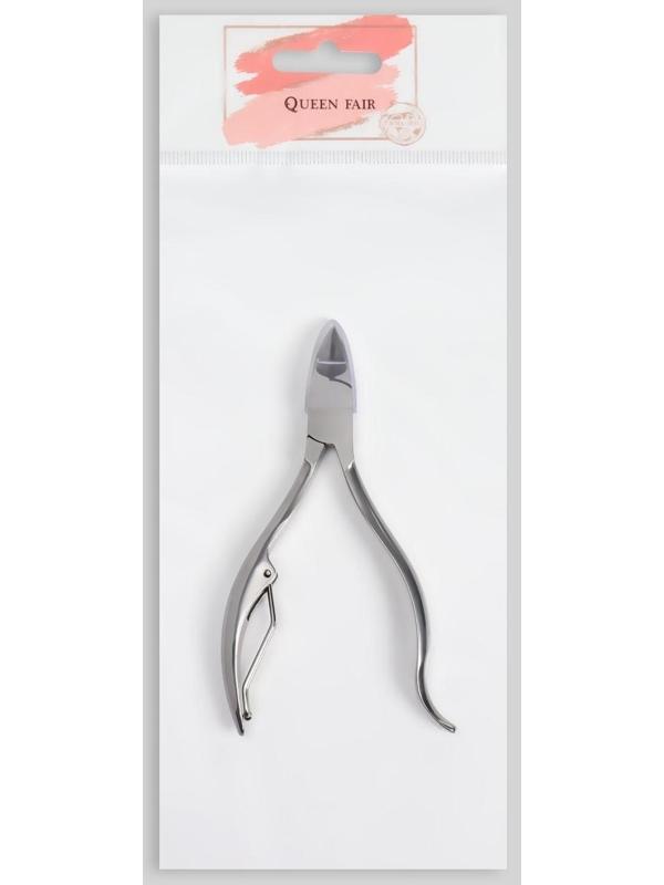 Кусачки педикюрные, изогнутая ручка, 11 см, длина лезвия - 15 мм, в чехле, цвет серебристый