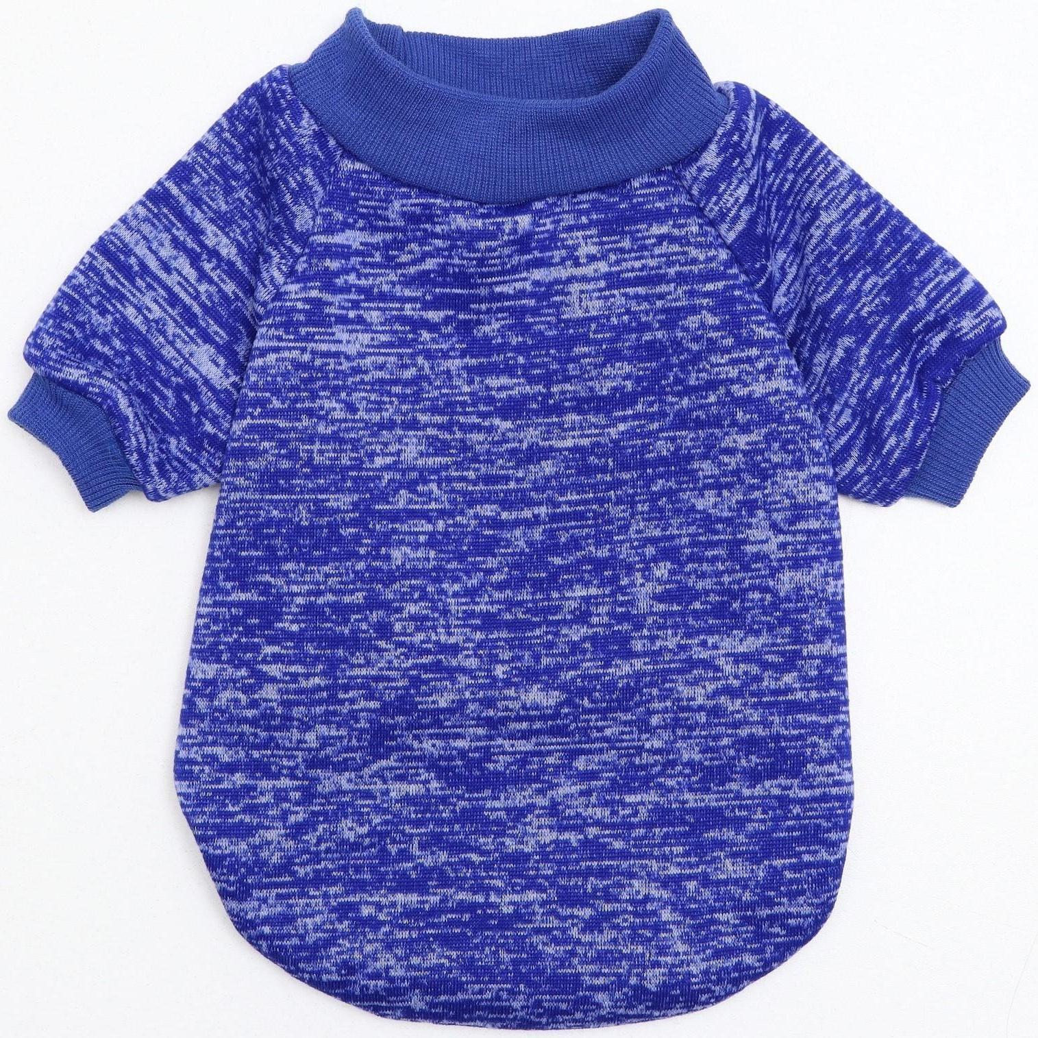 Свитер меланжевый, размер XS  (ДС 14, ОШ 23, ОГ 22 см), синий