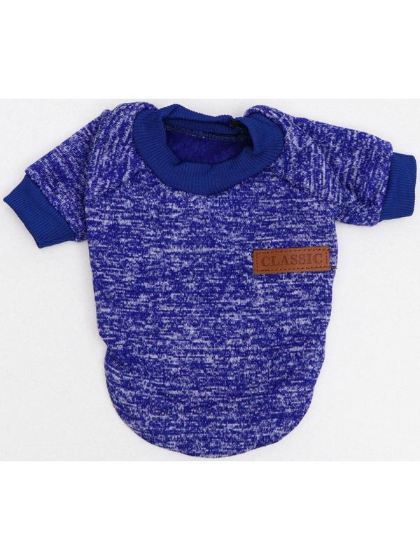 Свитер меланжевый, размер XS  (ДС 14, ОШ 23, ОГ 22 см), синий