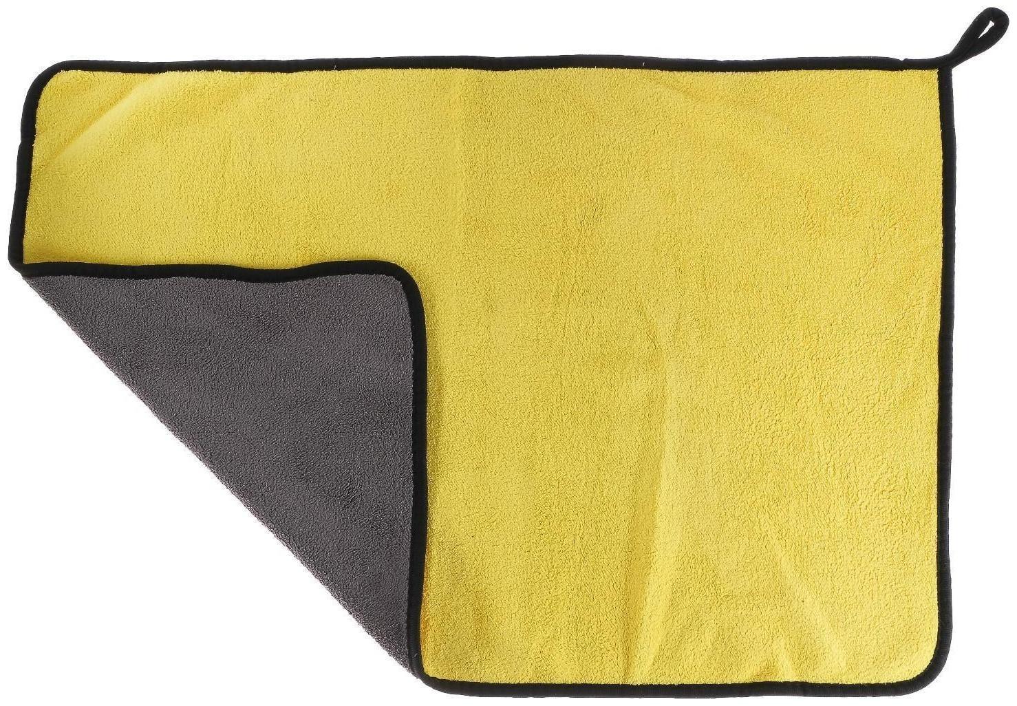 Салфетка для автомобиля CARTAGE, микрофибра, 350 г/м², 40×60 cм, желто-серая