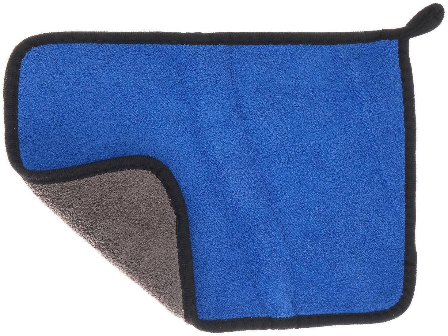 Салфетка для автомобиля CARTAGE, микрофибра, 350 г/м², 20×30 cм, сине-серая