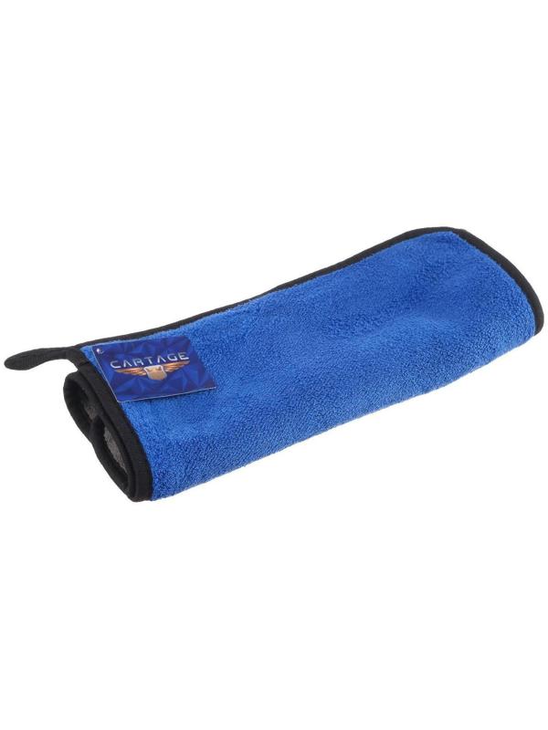Салфетка для автомобиля CARTAGE, микрофибра, 350 г/м², 30×40 cм, сине-серая
