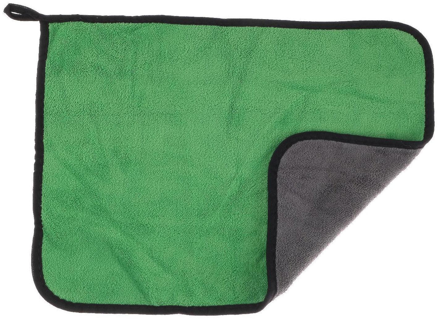 Салфетка для автомобиля CARTAGE, микрофибра, 350 г/м², 30×40 cм, зелено-серая