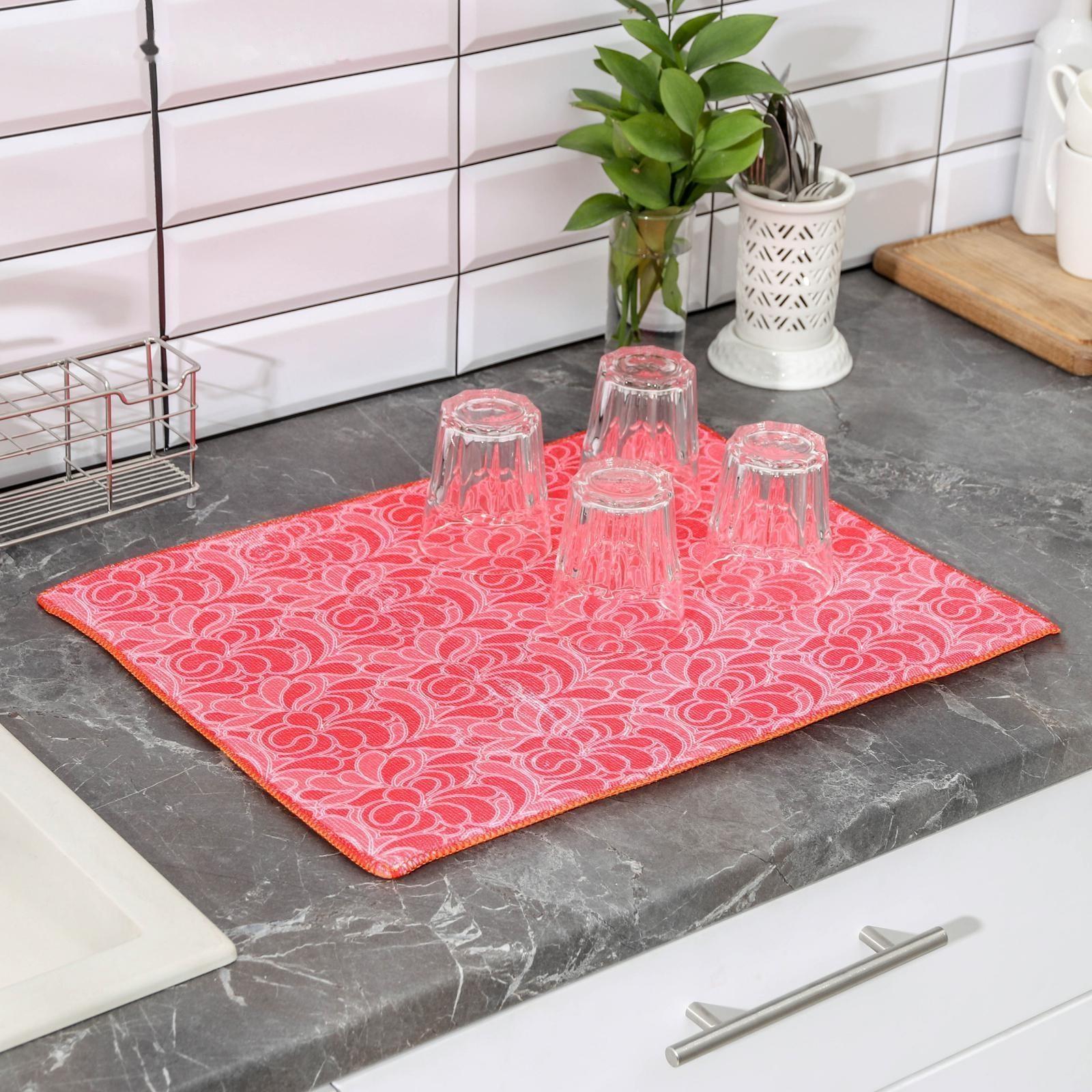 Коврик для сушки посуды двухсторонний Доляна, микрофибра