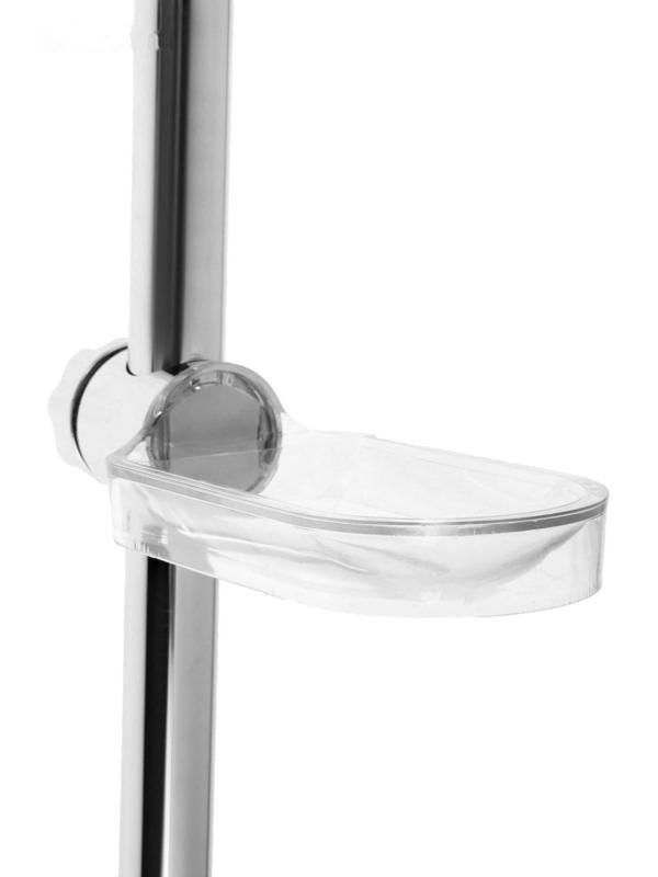 Душевая стойка ZEIN H01, с пластиковой прозрачной мыльницей и крепежом, хром