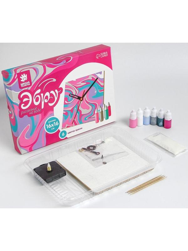 Рисование на воде: эбру «Квадратные часы»