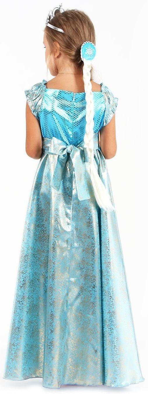 Карнавальный костюм «Элла», платье, плащ, диадема, жезл, коса, р. 28, рост 98-104 см