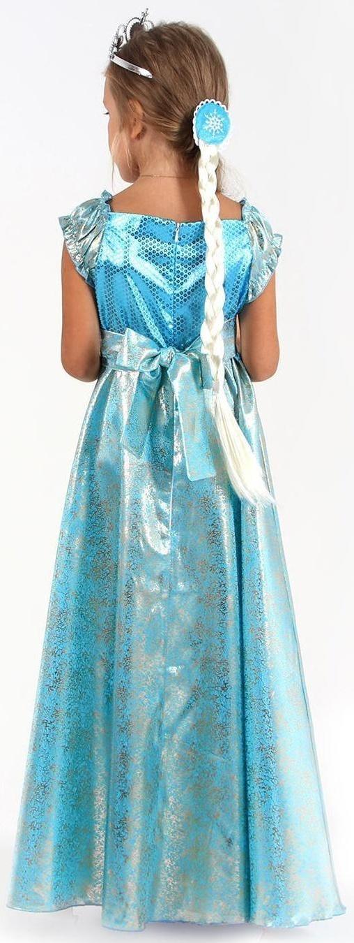 Карнавальный костюм «Элла», платье, плащ, диадема, жезл, коса, р. 32, рост 122-128 см