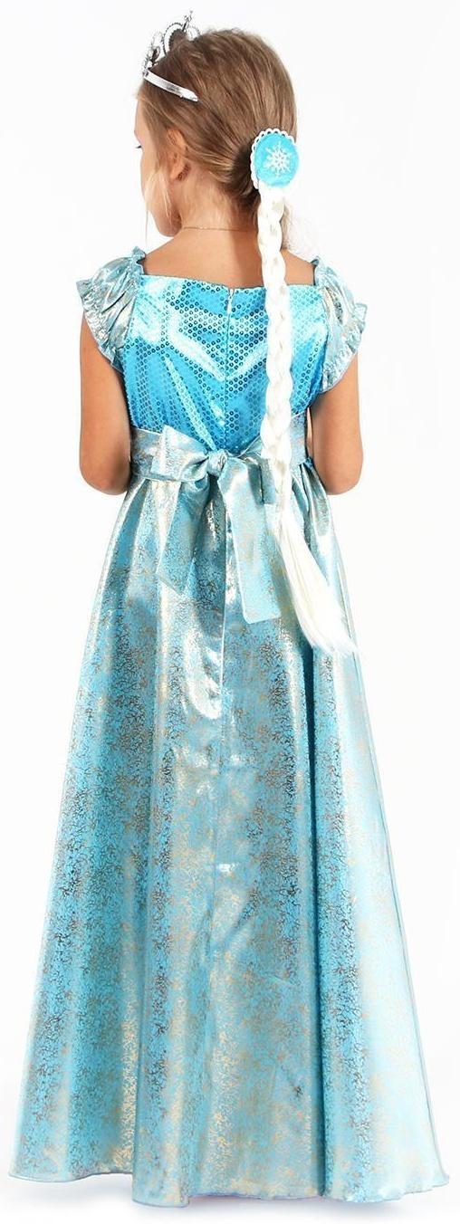 Карнавальный костюм «Элла», платье, плащ, диадема, жезл, коса, р. 32, рост 122-128 см