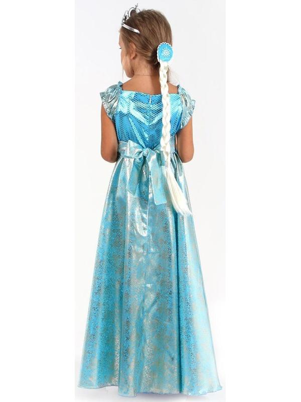 Карнавальный костюм «Элла», платье, плащ, диадема, жезл, коса, р. 32, рост 122-128 см