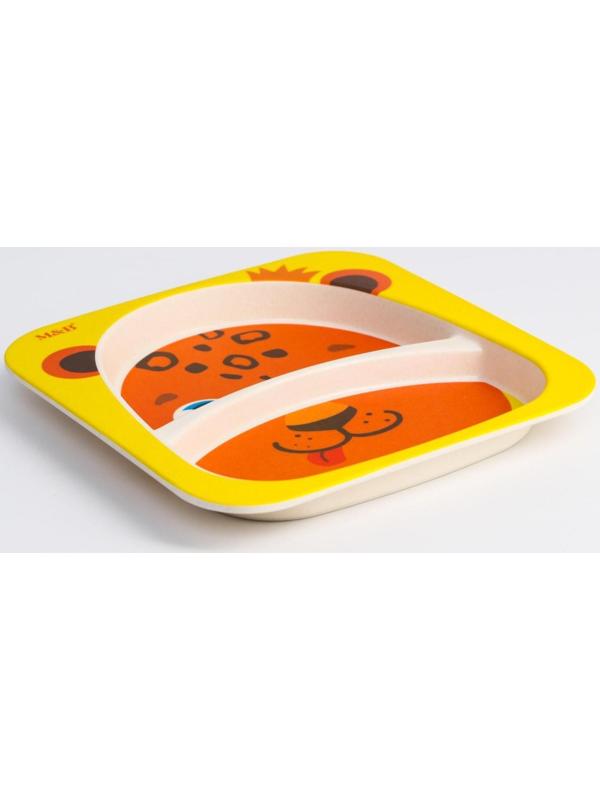 Тарелка детская из бамбука «Леопард», 2 секции