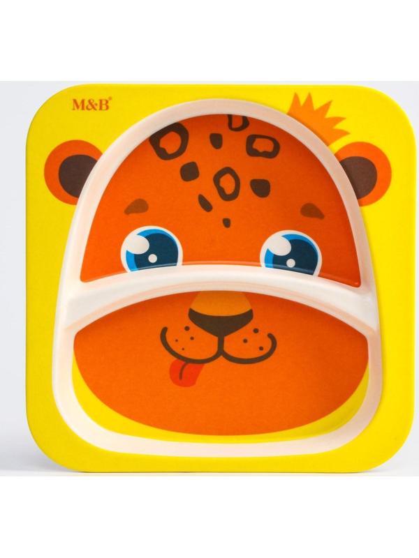 Тарелка детская из бамбука «Леопард», 2 секции