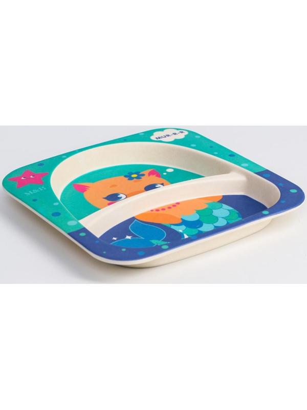 Тарелка детская из бамбука «Малышки», 2 секции, МИКС