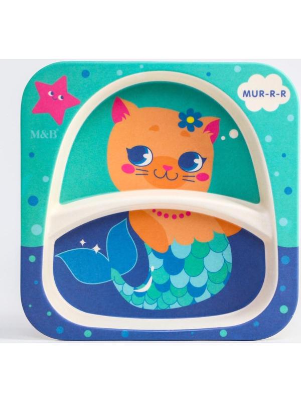 Тарелка детская из бамбука «Малышки», 2 секции, МИКС