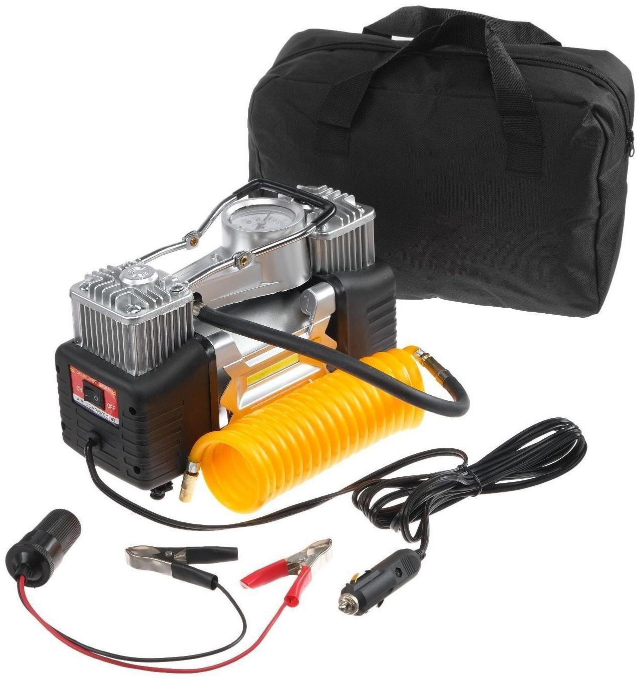 Компрессор автомобильный TORSO, двухпоршневой 12В, подсветка, 85 л/мин, провод 2.5 м